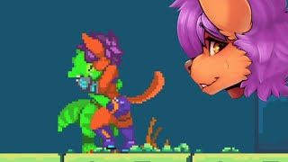 The Adventures of Kincaid - Furry Wolf girl attacked by slime and lizard monsters - Game Over - PC