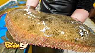 Sliced Raw Giant Flatfish and Assorted Seafood / Satisfying Knife Skills