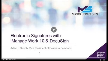 Electronic Signatures with iManage Work 10 & DocuSign