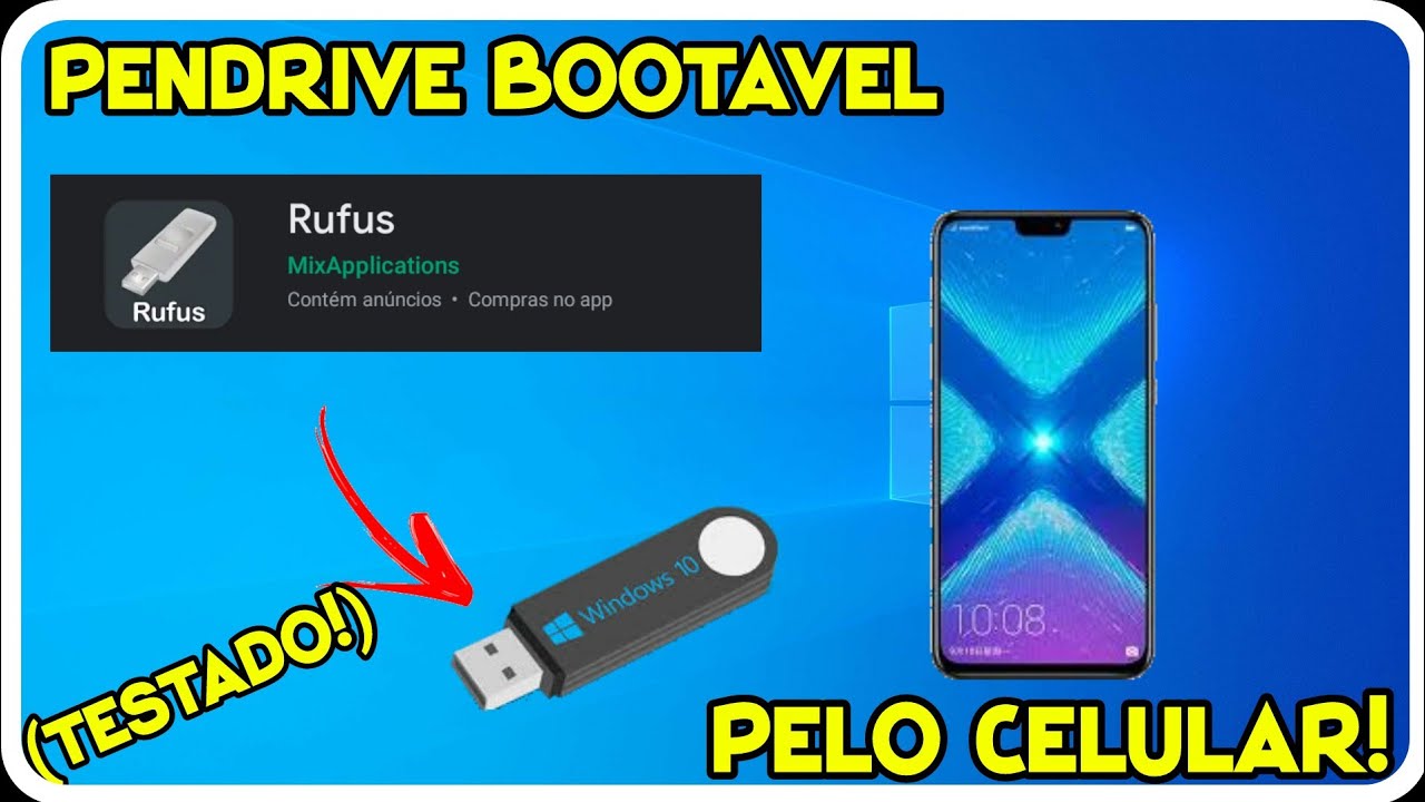 Como criar pendrive boot vel do windows pelo celular testado 100 
