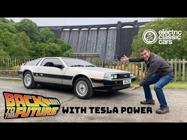 Tesla powered sale delorean