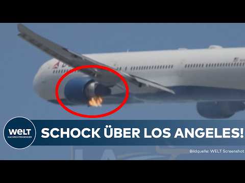 SCHOCKMOMENT ÜBER LOS ANGELES: Delta-Maschine fängt Feuer! Triebwerk der Boeing 767 in Flammen!