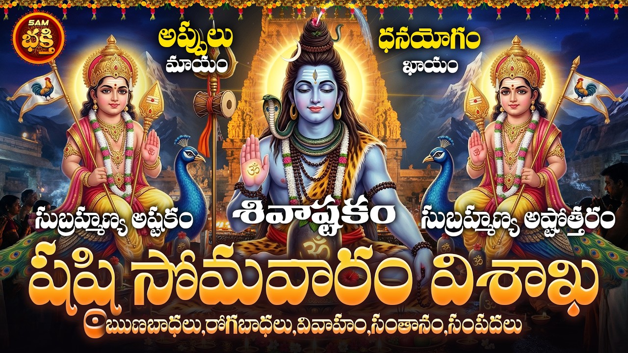 ఋణబాధలునుండి, రోగబాధలనుండి ఉపశమనమునకు, సంతానం,వివాహం, సంపదలకు షష్ఠి సోమవారం విశాఖనక్షత్రం అద్భుతయోగం