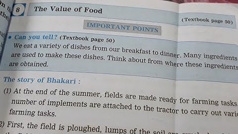 Std.4 EVS.1 Lesson 8 The Value of Food Digest Answers Maharashtra Board