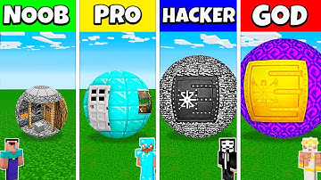 Minecraft Battle: NOOB vs PRO vs HACKER vs GOD: INSIDE SPHERE HOUSE BASE BUILD CHALLENGE / Animation
