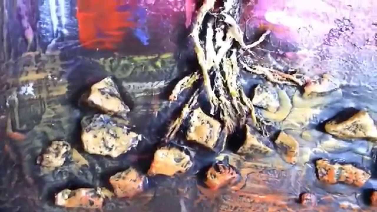 Quadro moderno dipinto a mano con paesaggio astratto e albero in ...