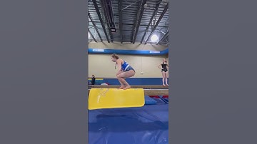 Standing front tuck to jump on beam. Ava knight, class of 2027.
