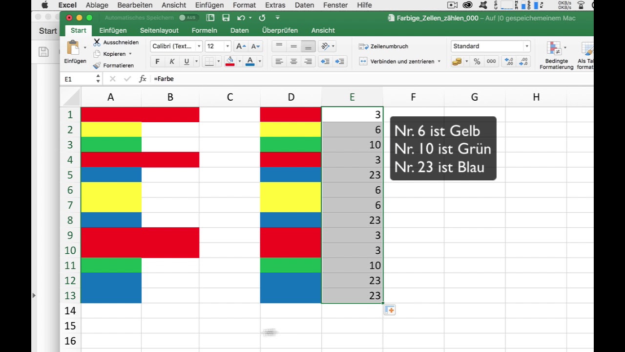 Excel farben zählen