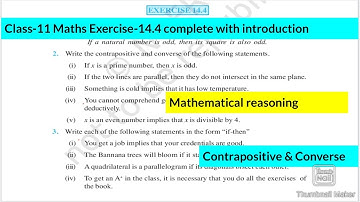 NCERT Class-11 Maths Chapter-14(Mathematical Reasoning) Exercise-14.4 Complete with introduction