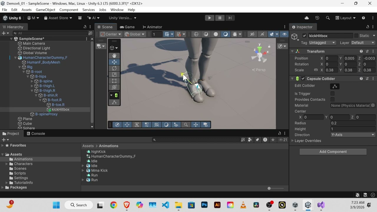 05 UNITY 6: Getting Started —kick collider for impact