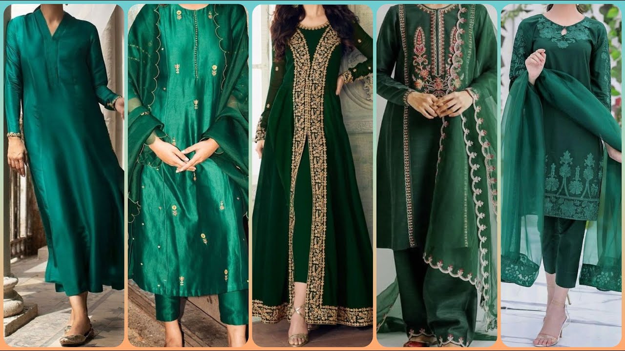 Mehndi Green Embroidered Anarkali With Net Dupatta