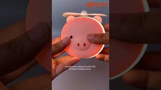 Cute Cartoon Pig Pocket Fan With Led Light & Mirror