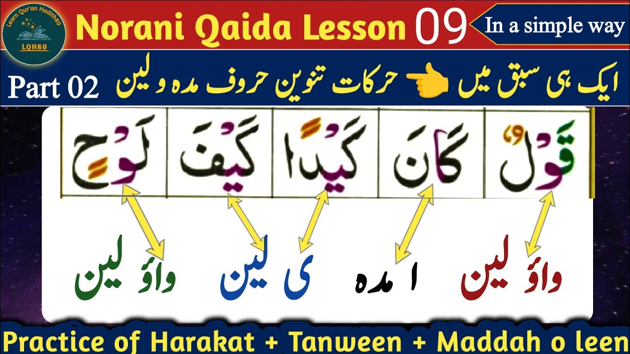 Madda Lesson Norani Qaida Lesson 9 | Tajweed | Madda o Leen Practice | Learn Qur'an ...