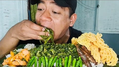 MUKBANG OSENG DAUN SINGKONG MIX DAUN PEPAYA IKAN ASIN PETE🤤
