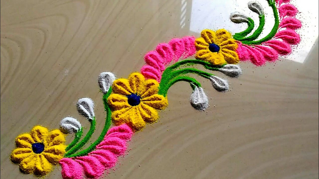 Very innovative BORDER rangoli designs with flowers by jyoti #474 ...