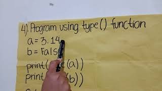 PROGRAM USING TYPE() FUNCTION(LEVEL 1, PROBLEM 4)