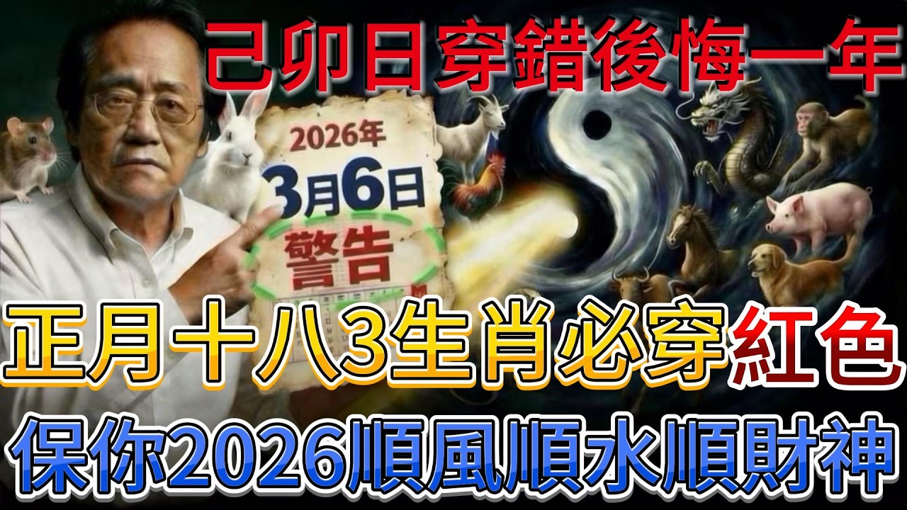倪海廈：3月6號己卯日必看！3生肖穿紅色，3種人穿黃色，保你2026馬年翻天覆地#倪海廈 #黃帝內經 #養生 #國學 #易經 #過年 #開運 #招財 #補財庫 #中醫 #風水 #2026運勢 #倪師