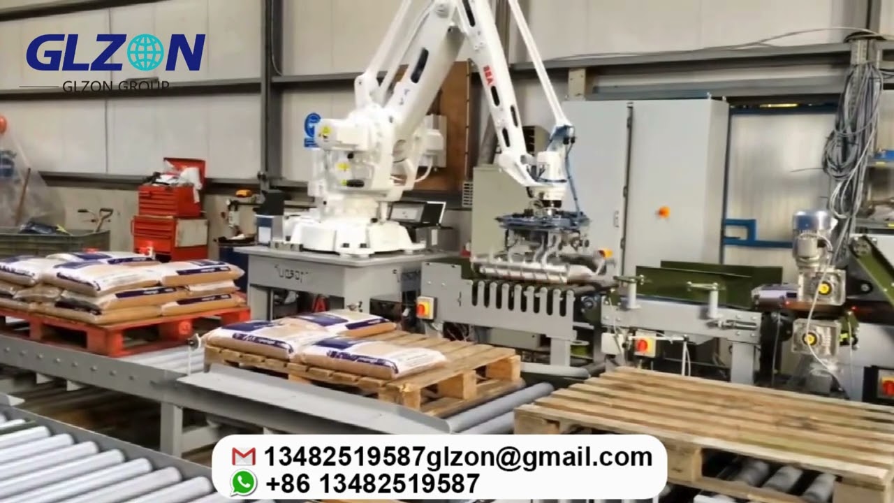Automatic Robotic Palletizer for 50kg Cement Bags  Cement Bag Stacking & Palletizing System