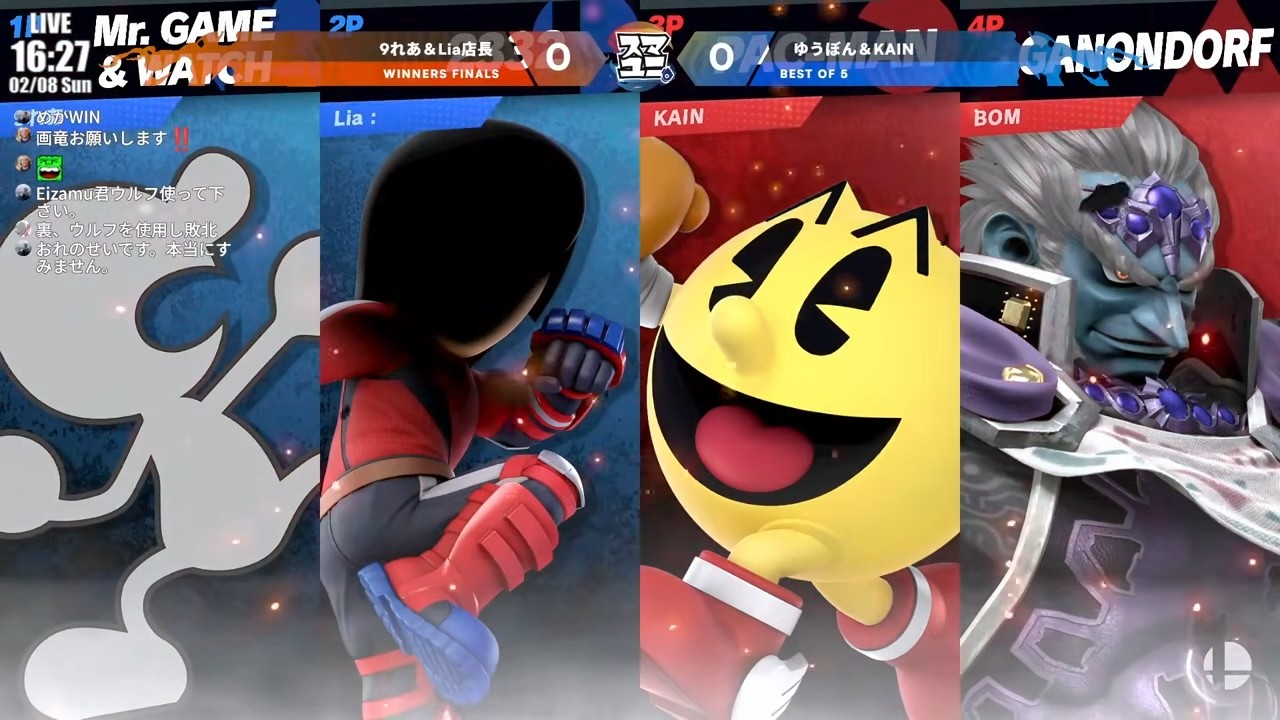 【WF】9れあ＆Lia店長（ゲーム＆ウォッチ＆格闘Mii）VS ゆうぼん＆KAIN（ガノンドロフ＆パックマン）スマユニ#24 SSBU DOUBLES