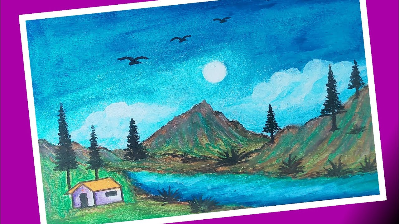 Drawing Scenery kaise Banaye With Oil Pastel Colour Chhotelal Easy