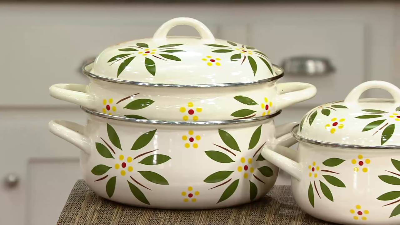 Temp-tations Floral Lace 5-piece Enamel Cookware 