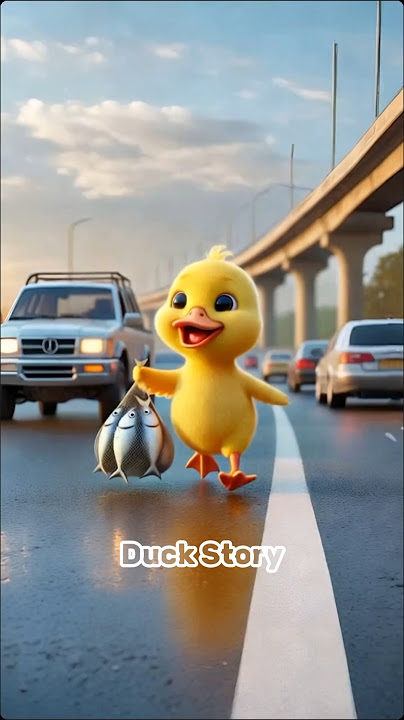 Fish hit by truck 😱💥🐟 Very sad duck #cute duck #duckshorts #duck #ai #shorts