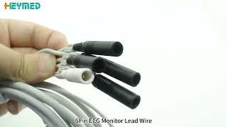6 Pin Male Connector to 5 Leads 2.0mm Electrode Pin ECG Cable for Physical Therapy Machine
