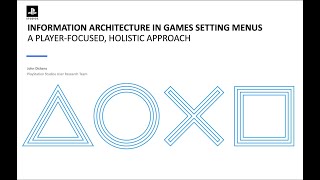 Information Architecture in Games Setting Menus. A player focussed approach with John Dickens.