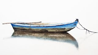 Watercolor Live - painting a boat and water reflection