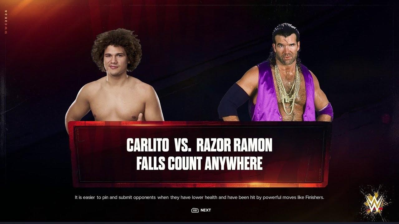 WWE 2K24 FULL MATCH — Carlito Vs Razor Ramon— Falls Count Anywhere ...