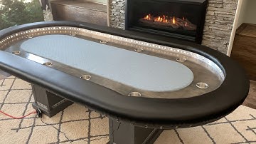 Custom built poker table LED lights, diffuser, race track, raised rail