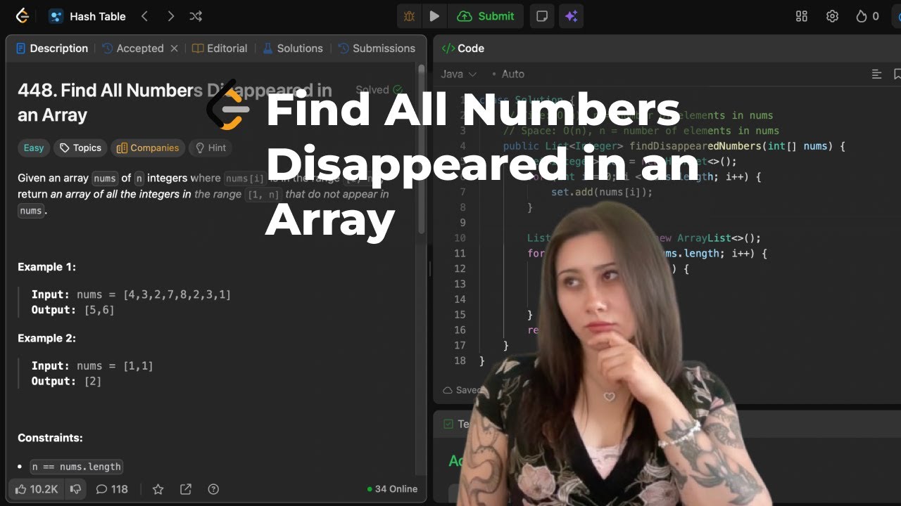 Find All Numbers Disappeared in an Array LeetCode - Java - YouTube