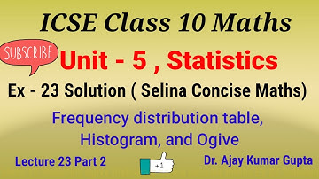 Statistics ICSE Class 10 Maths Solved | Selina concise maths Solution | Histogram Ogive