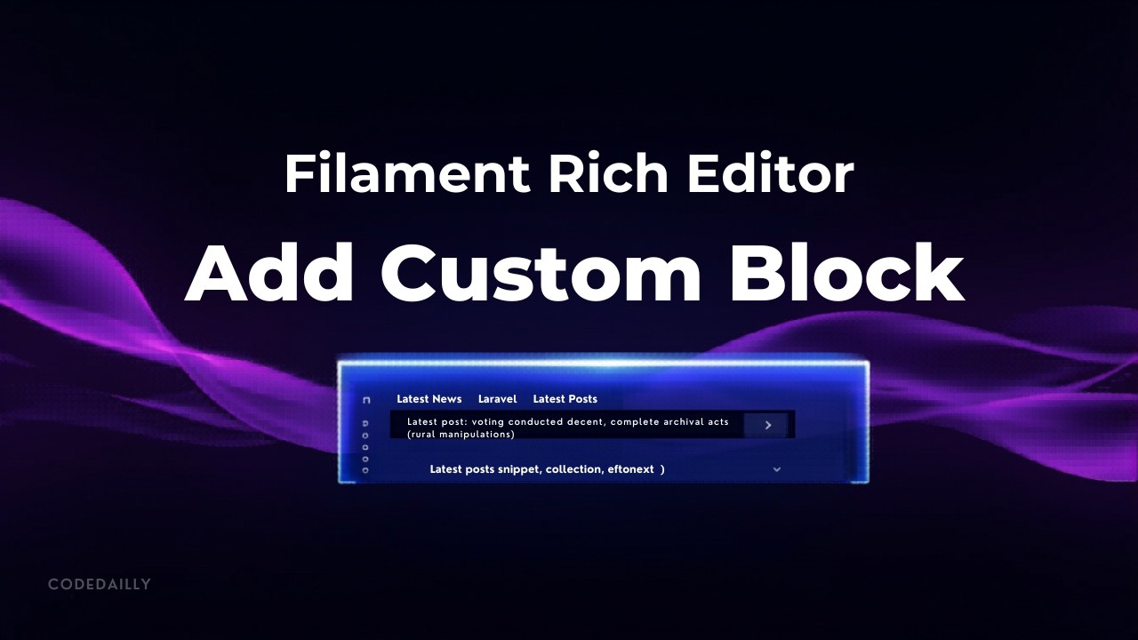 How to add a custom block on filament rich editor | Filament - YouTube