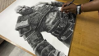 Drawing Kratos(god of war ragnarok)Time-lapes #charcoaldrawing #godofwar #art