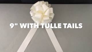 How to make Pull Bows for Weddings - 9" Wide Pull Bow with Tulle Tails Instructions by GiftWrap Etc.