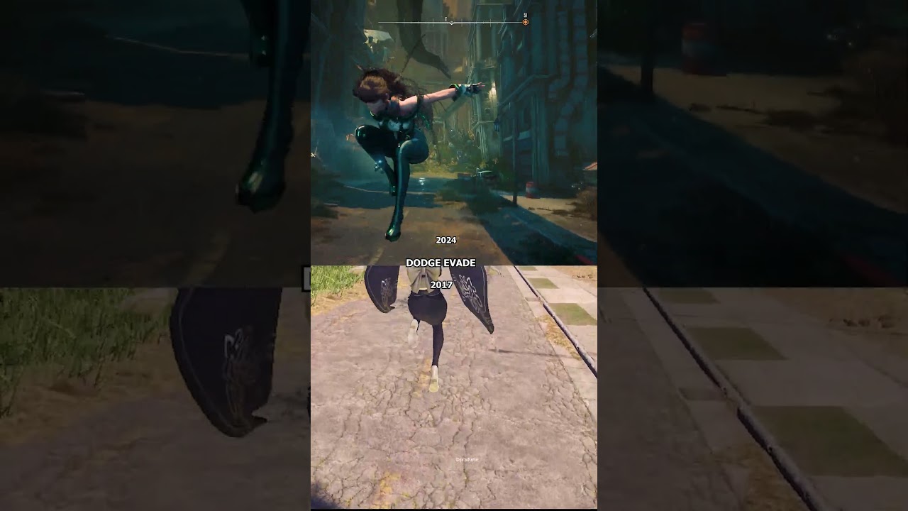 Animation Dodge Evade in Stellar Blade or Nier Automata compare 