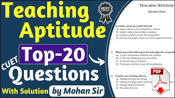Teaching Aptitude Top 20 Questions | teaching aptitude important questions | cuet bed, bhu bed, rie