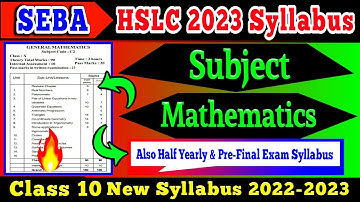 Class 10 Mathematics Syllabus 2022-23 | SEBA HSLC 2023 Mathematics Syllabus | Class 10 Mathematics