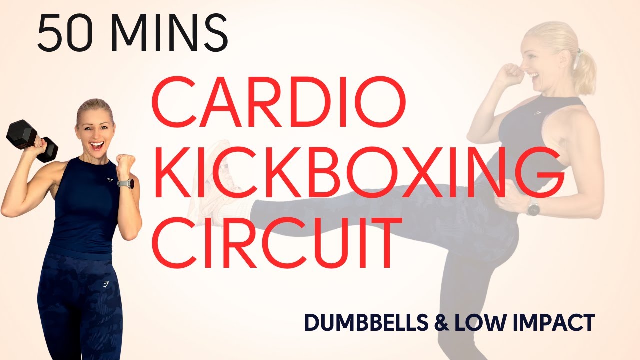 50 Minutes Cardio Kickboxing Circuit 🥊 Dumbbells and Bodyweight Combined