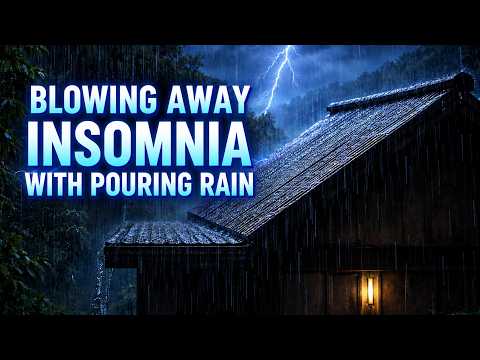 Blowing Away Insomnia with Pouring Rain & Thunder Sounds hit the Cold Tin Roof in the Foggy Night