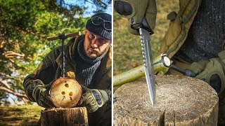 Creative BUSHCRAFT HOLDER made of wood and TIPS in the wild!