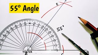 how to construct 55 degree angle using compass | 55° angle | 55 डिग्री का कोण