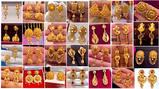 😘Latest Gold Tops Earrings Designs | Light Weight Gold Earrings For Daily Wear With Price #earrings