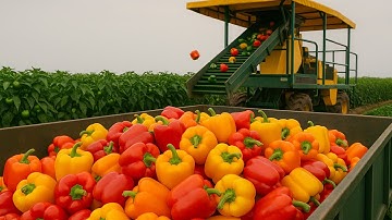 How Machines Harvest MILLIONS of Colorful Bell Peppers Daily