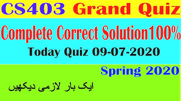 cs403 grand quiz solution file spring 2020 || cs403 solved grand quiz file midterm spring 2020