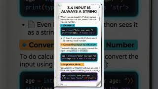 "Python input() always returns a string! Learn how to convert it to a number using int() or float()"