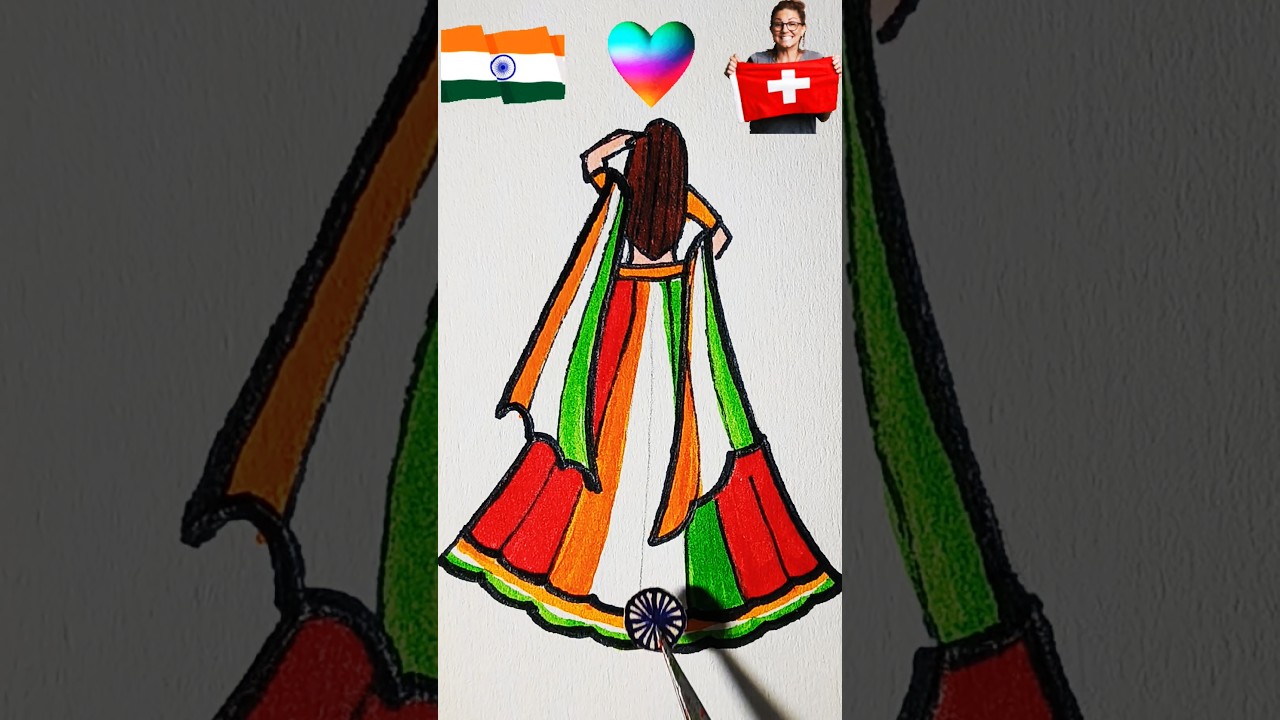 Independence Day Dress Drawing|| 🇮🇳🇨🇭🫡 Flag Drawing|| 