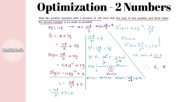 Differentiation - HOW TO: Optimization Problems - 2 Numbers