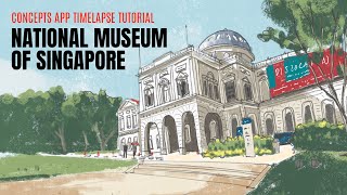 Museum digital sketch with Concepts App (timelapse tutorial) screenshot 2